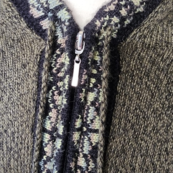 Alpaca Imports Hooded Zip Up Sweater Men's US Large* Olive Green - Picture 3 of 10